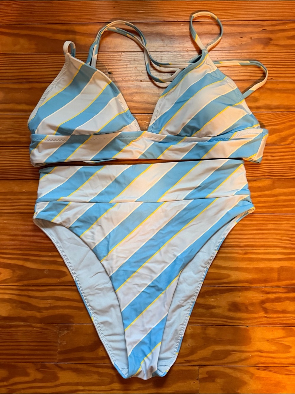 Aerie Striped Blue & White Two-Piece Swimsuit